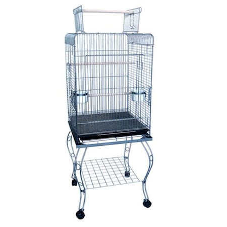 YML 600HCHR 20 In. Open Top Parrot Cage With Stand - Chrome